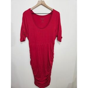 Torrid Super Soft Red Ruched Bodycon Knit Midi Dress Womens Plus Size 0 L XL